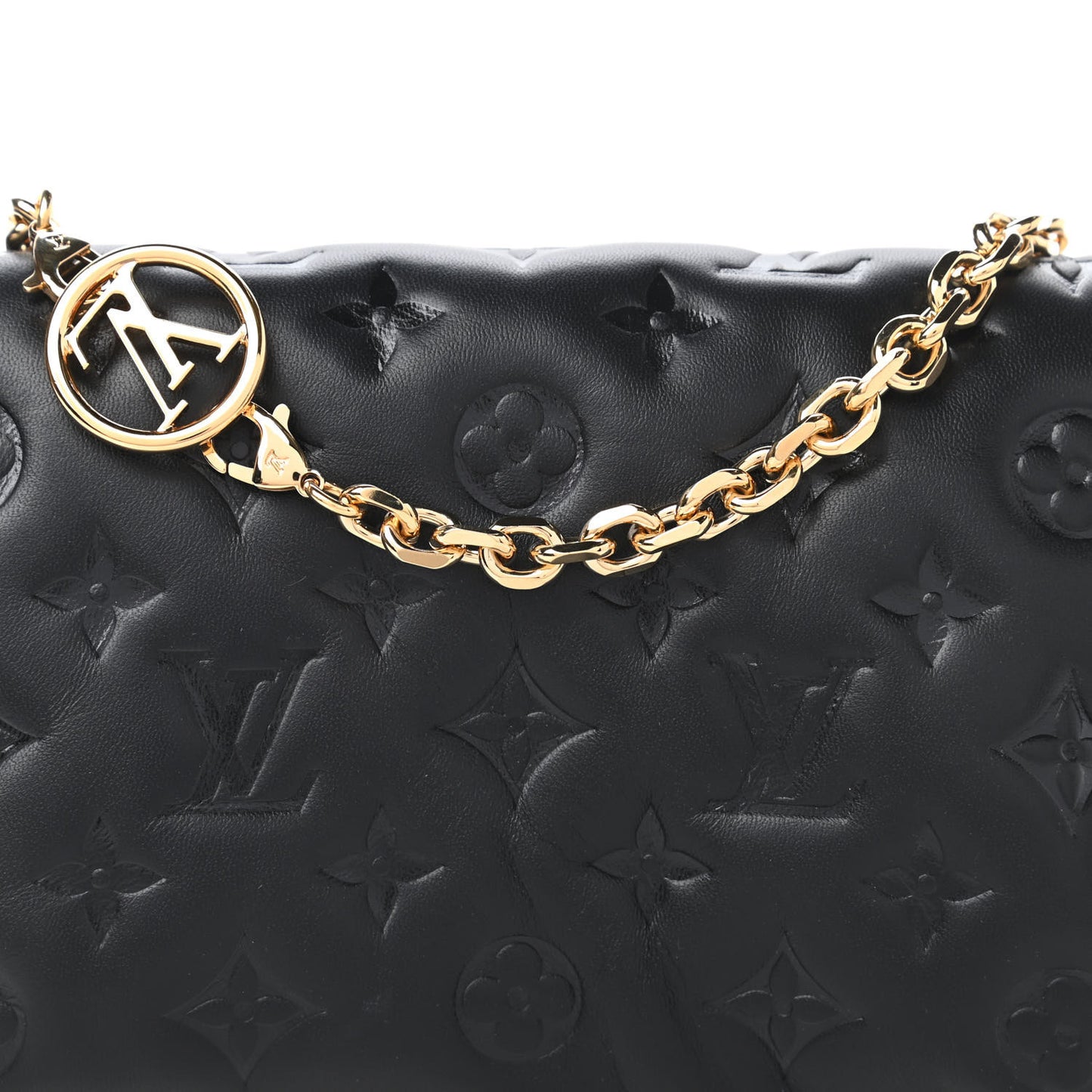Lambskin Embossed Monogram Pochette Coussin Black