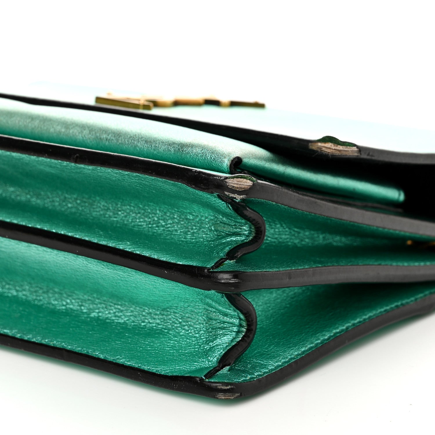 Saint Laurent Metallic Calfskin Small Monogram Sunset Chlorophille 9 of 12