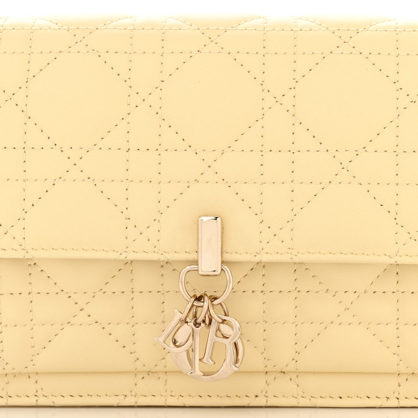 Lambskin Cannage Chain My Dior Daily Chain Pouch Soft Yellow