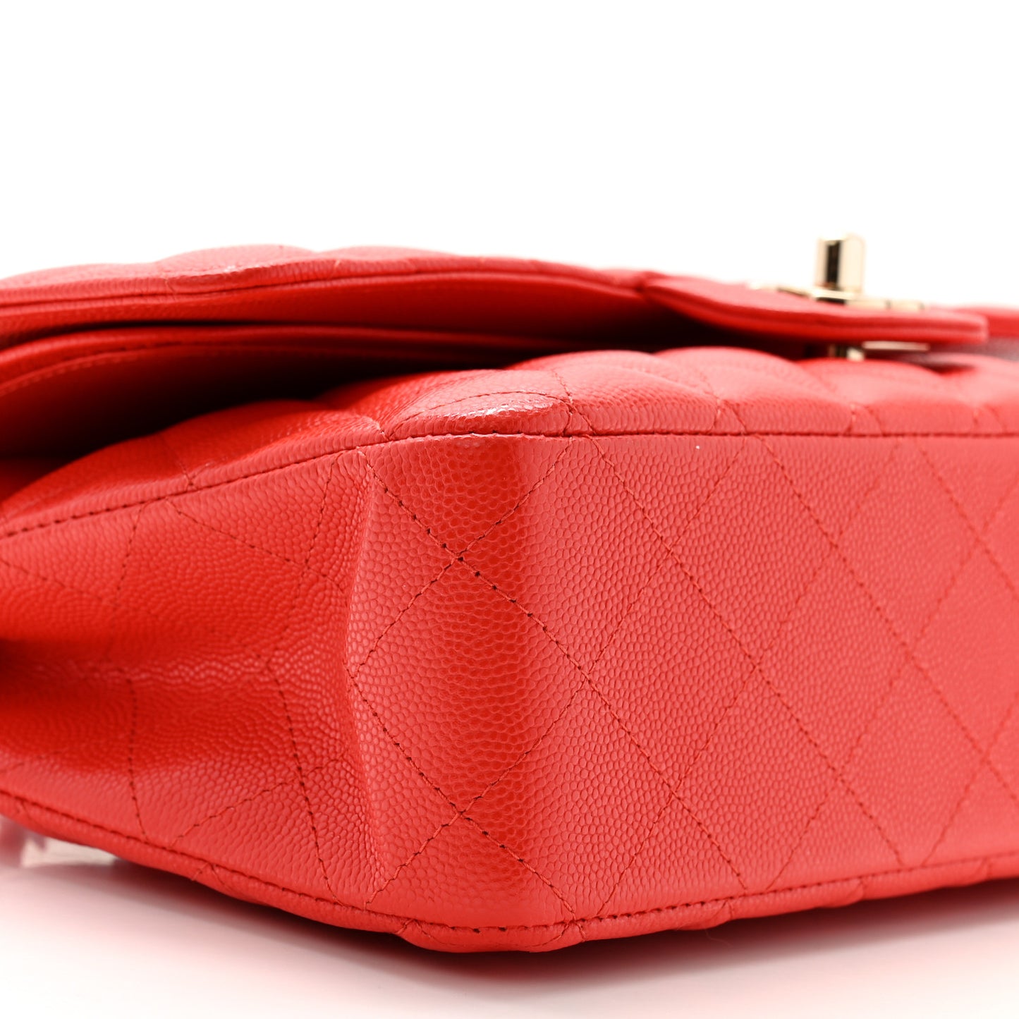 Caviar Quilted Medium Double Flap Red