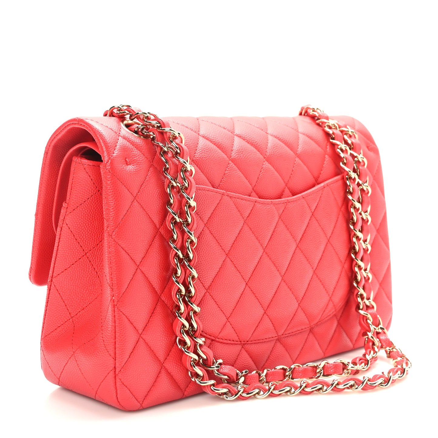 Caviar Quilted Medium Double Flap Red