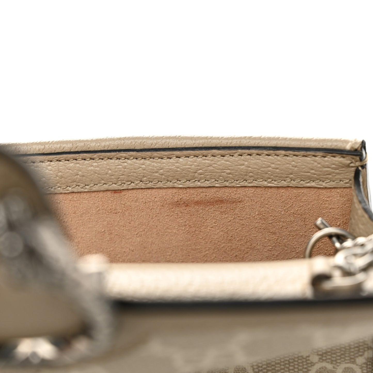 GG Supreme Monogram Textured Dollar Calfskin Super Mini Dionysus Shoulder Bag Beige Mystic White Oatmeal
