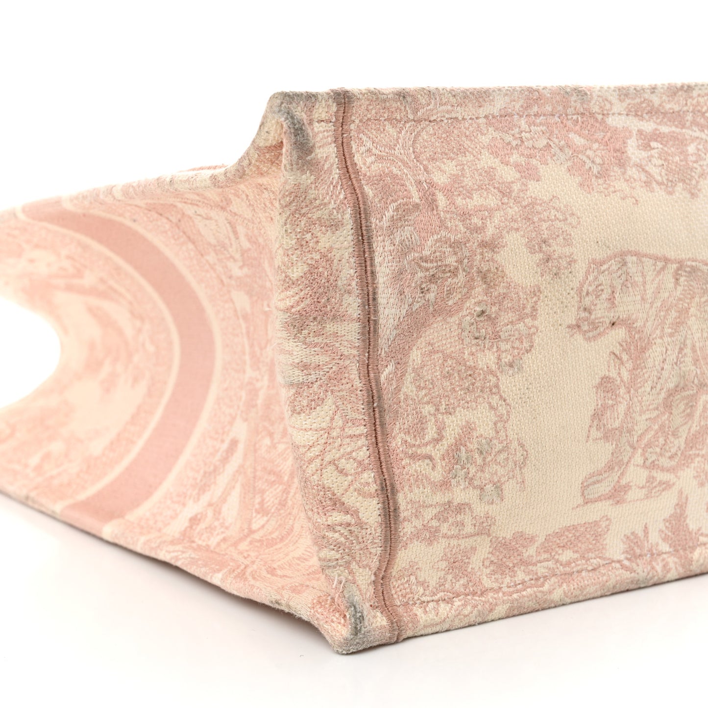 Canvas Toile De Jouy Embroidered Large Book Tote Pink