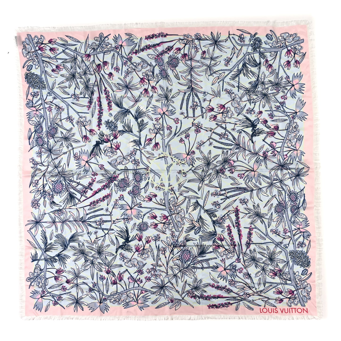 Silk Square Scarf Pink Blue