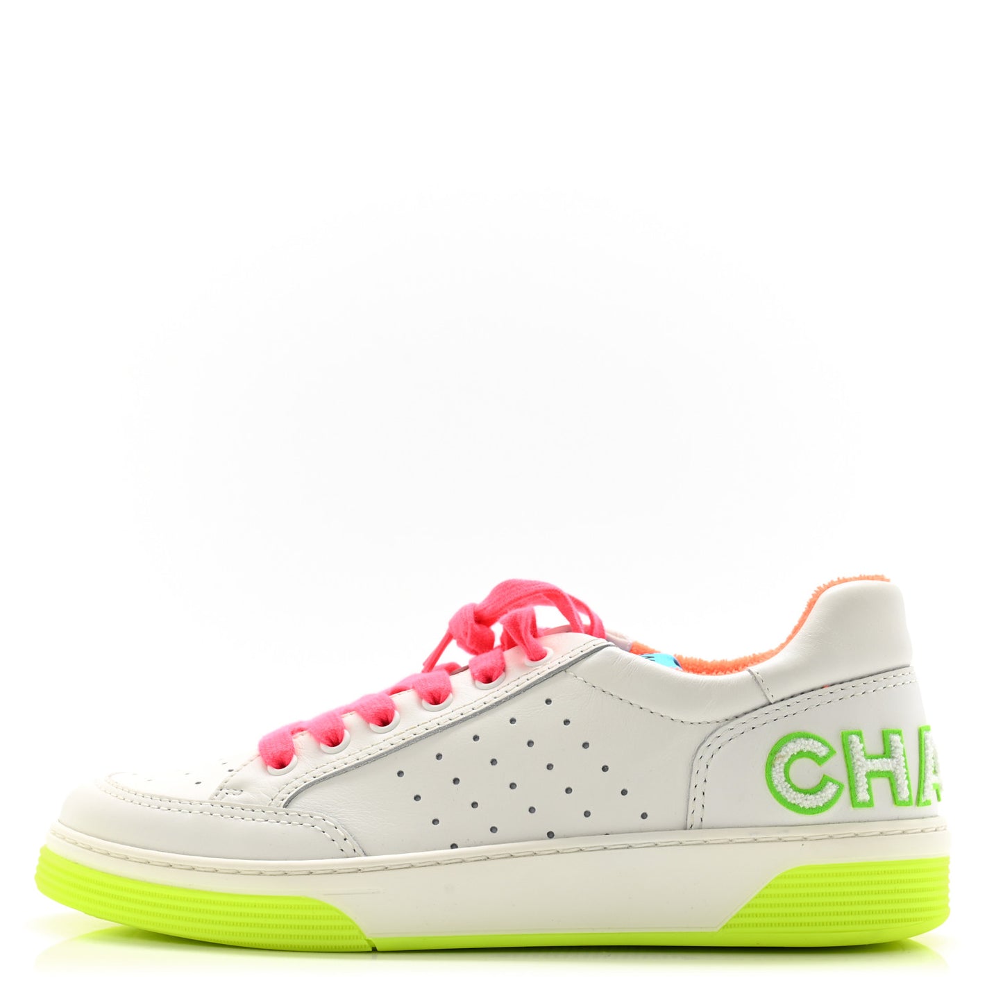 Calfskin Womens Logo Sneakers 40.5 White Multicolor