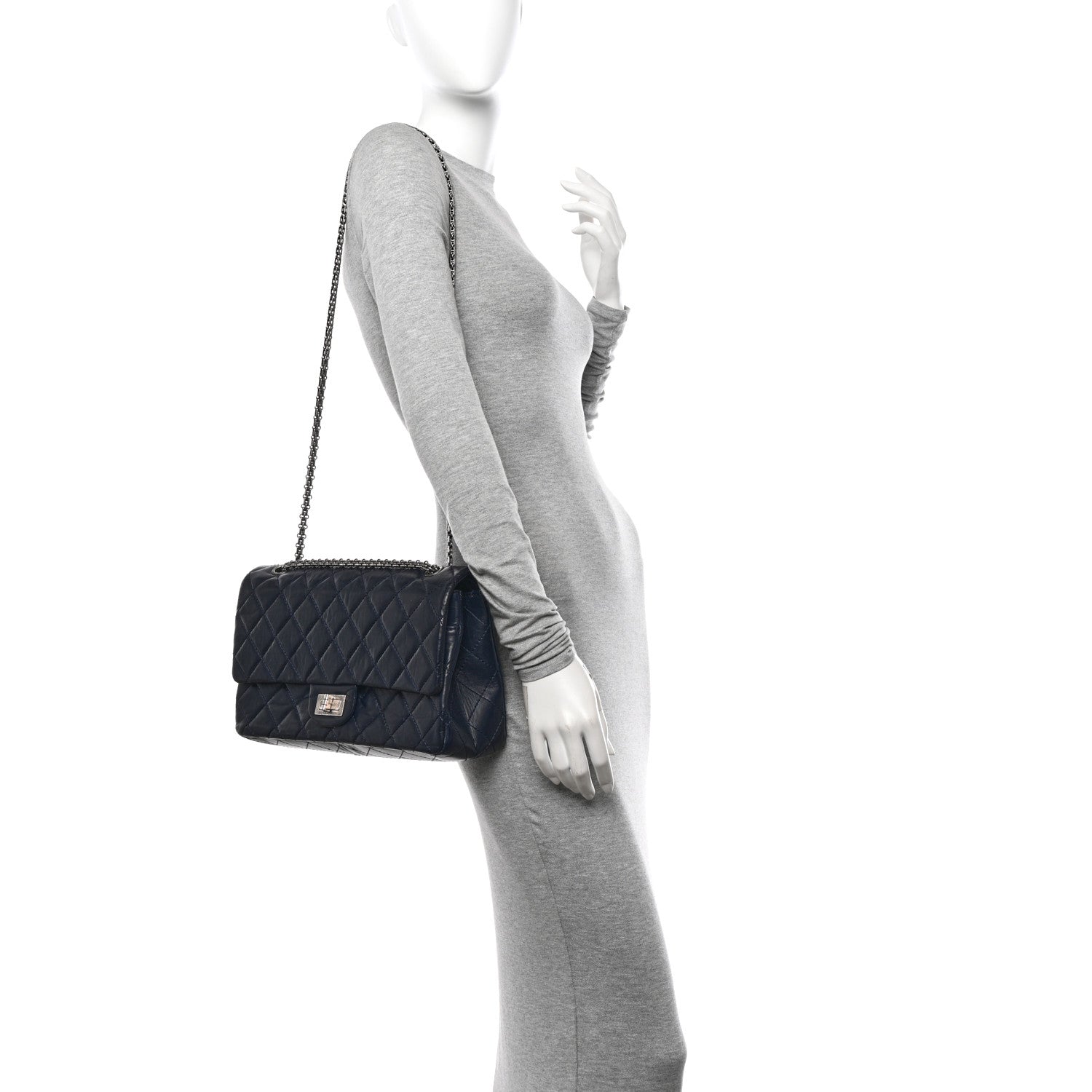 Chanel Aged Calfskin Quilted 2.55 Reissue 227 Flap Navy Blue 2 of 13