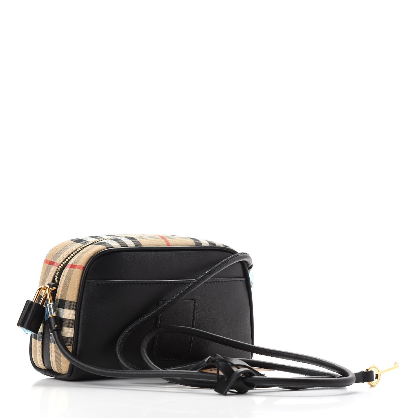 Calfskin Vintage Check Half Cube Crossbody Bag Black