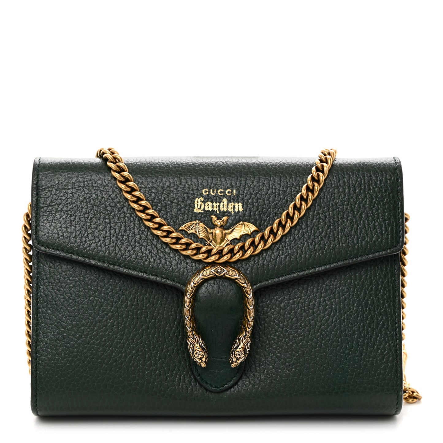 Calfskin Garden Dionysus Chain Wallet Emerald