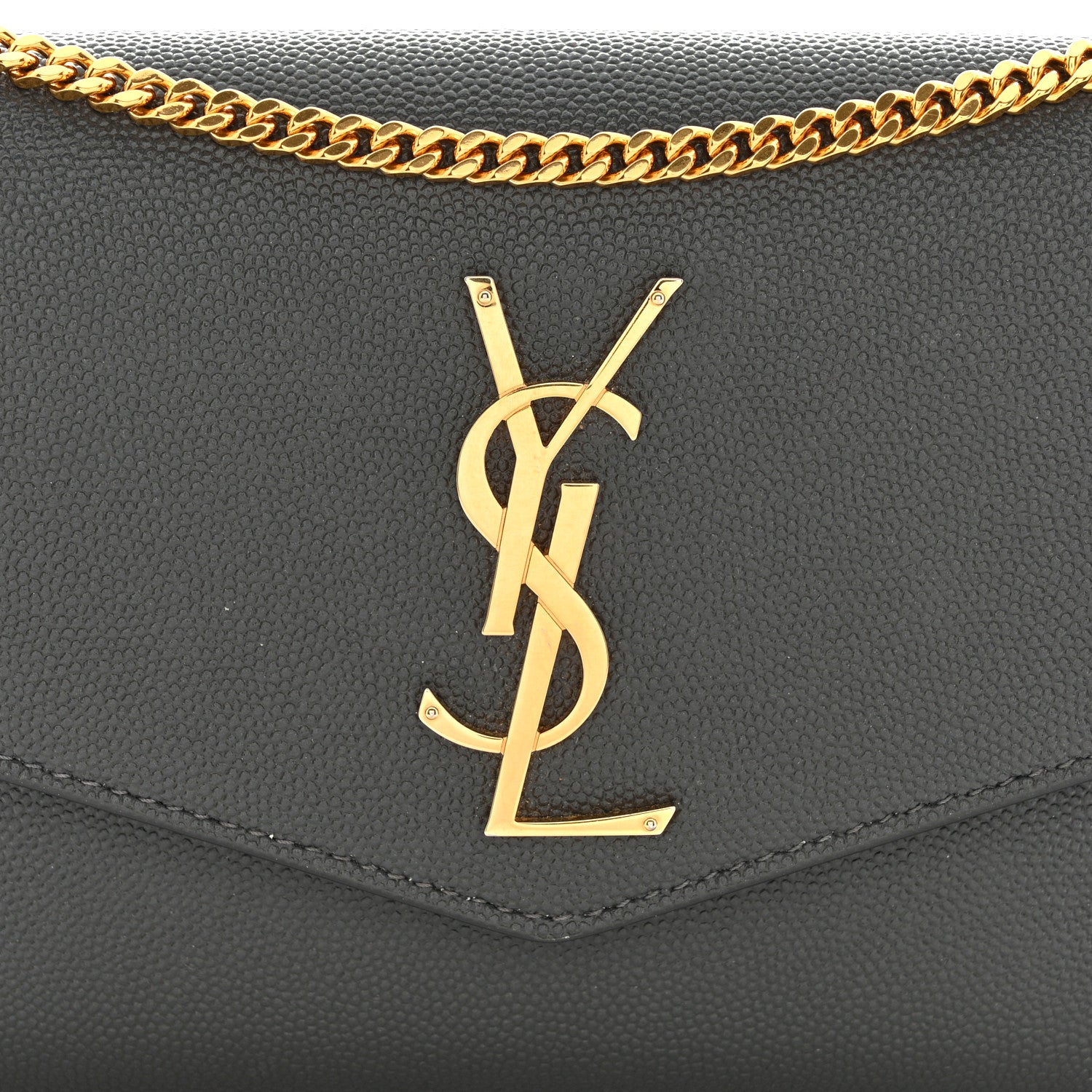 Saint Laurent Grain de Poudre Uptown Chain Wallet Storm 12 of 15