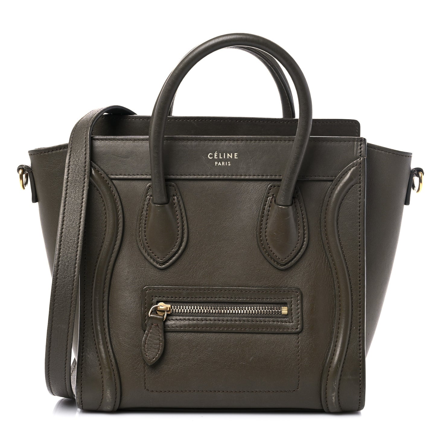 Smooth Calfskin Nano Luggage Khaki