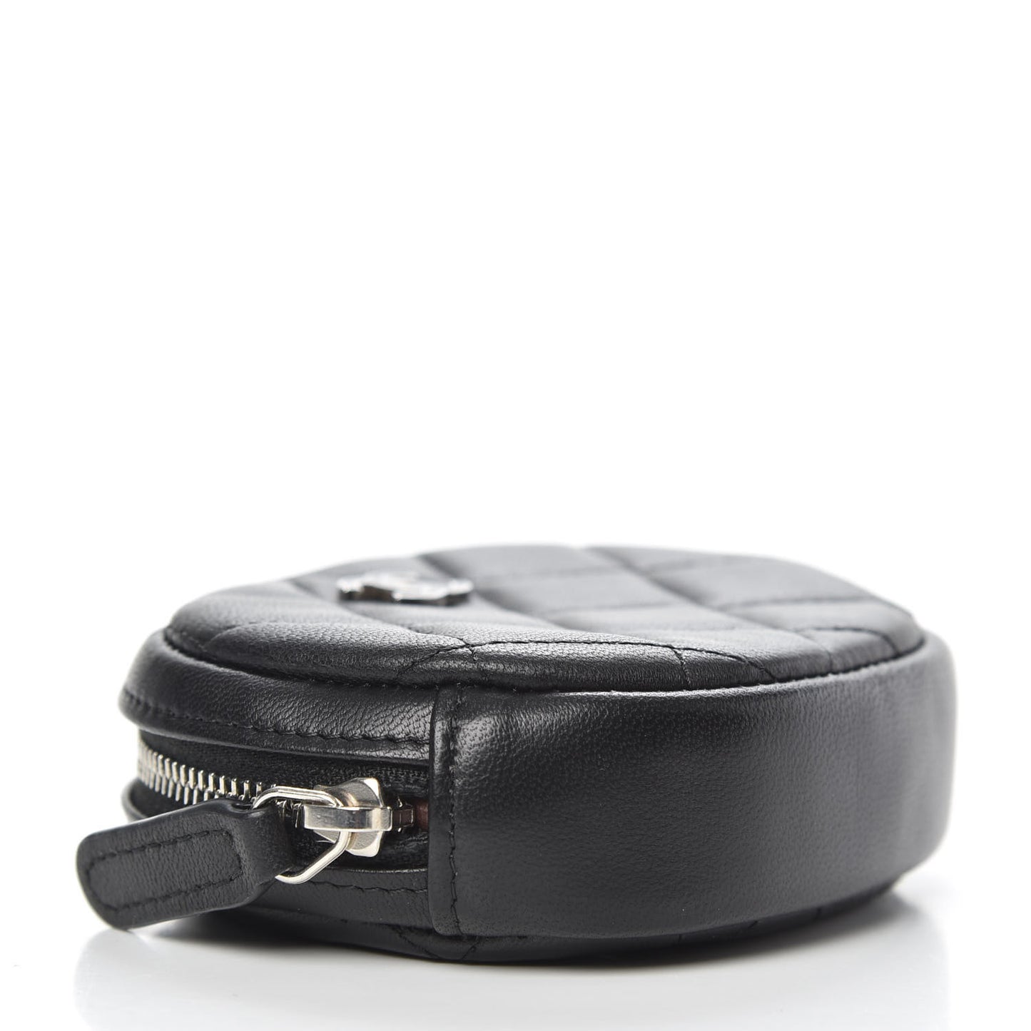 Lambskin Quilted Zip Around Classic Coin Purse Black