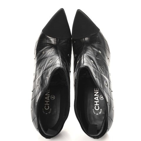 Lambskin Quilted CC Cap Toe Booties 41 Black