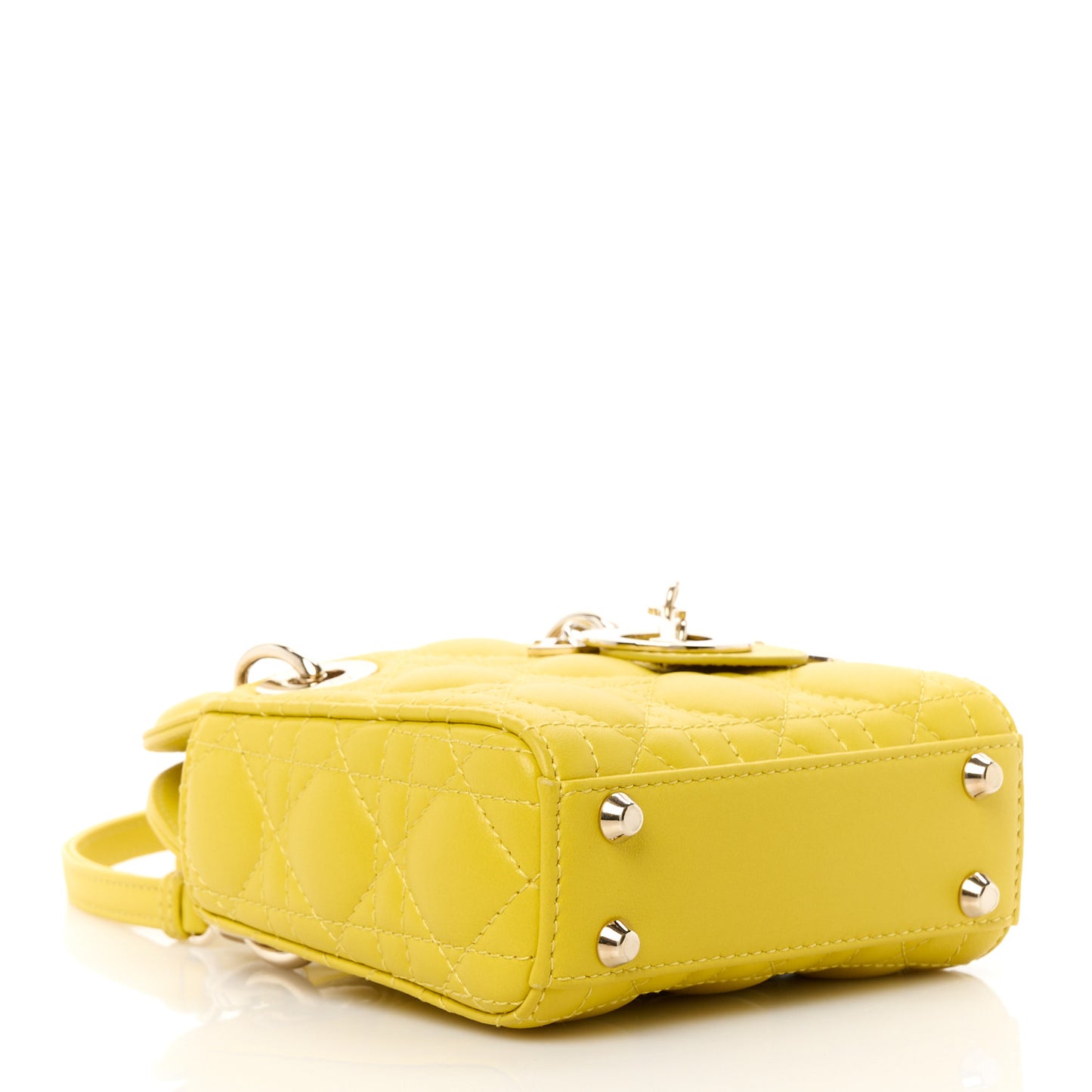 CHRISTIAN DIOR Lambskin Cannage Micro Lady Dior Yellow