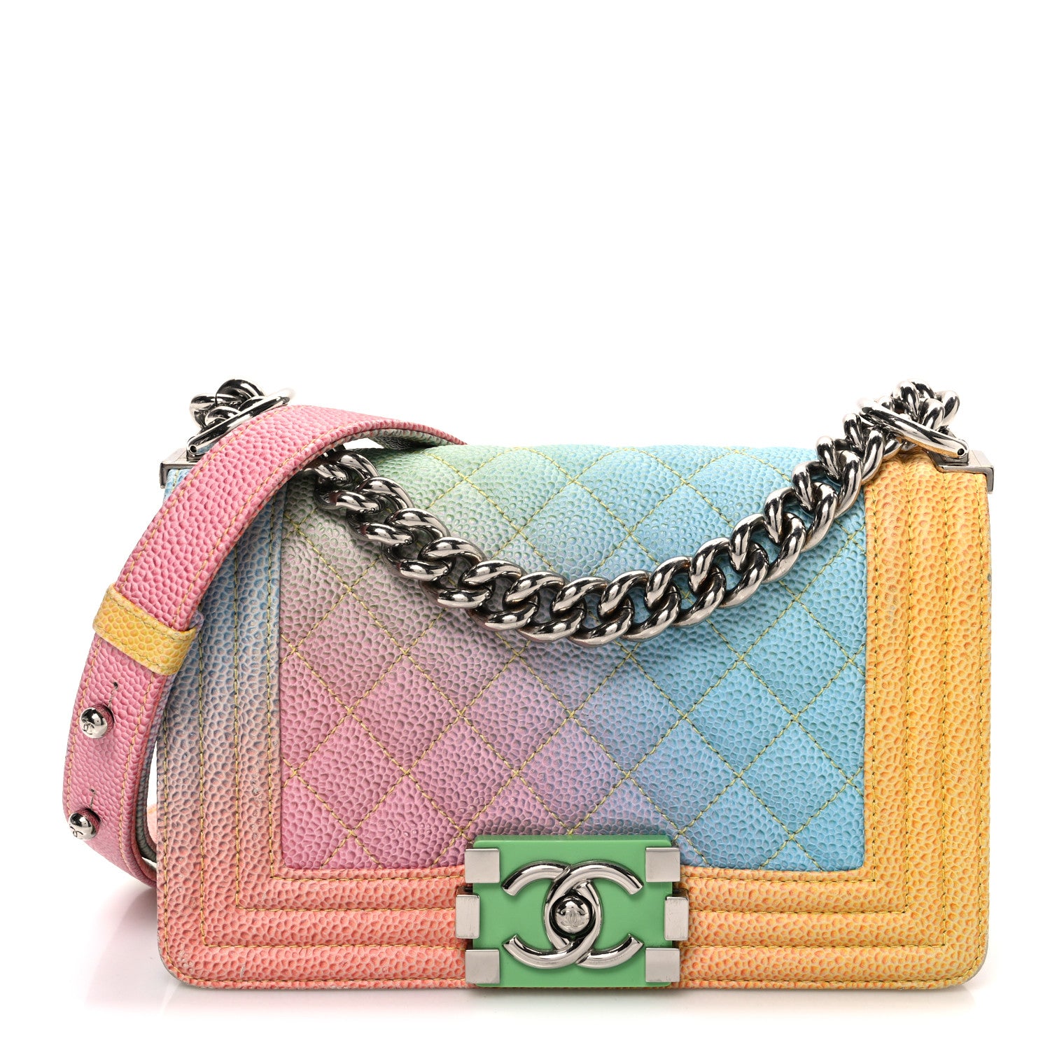 Chanel Caviar Quilted Small Cuba Rainbow Boy Flap Multicolor 