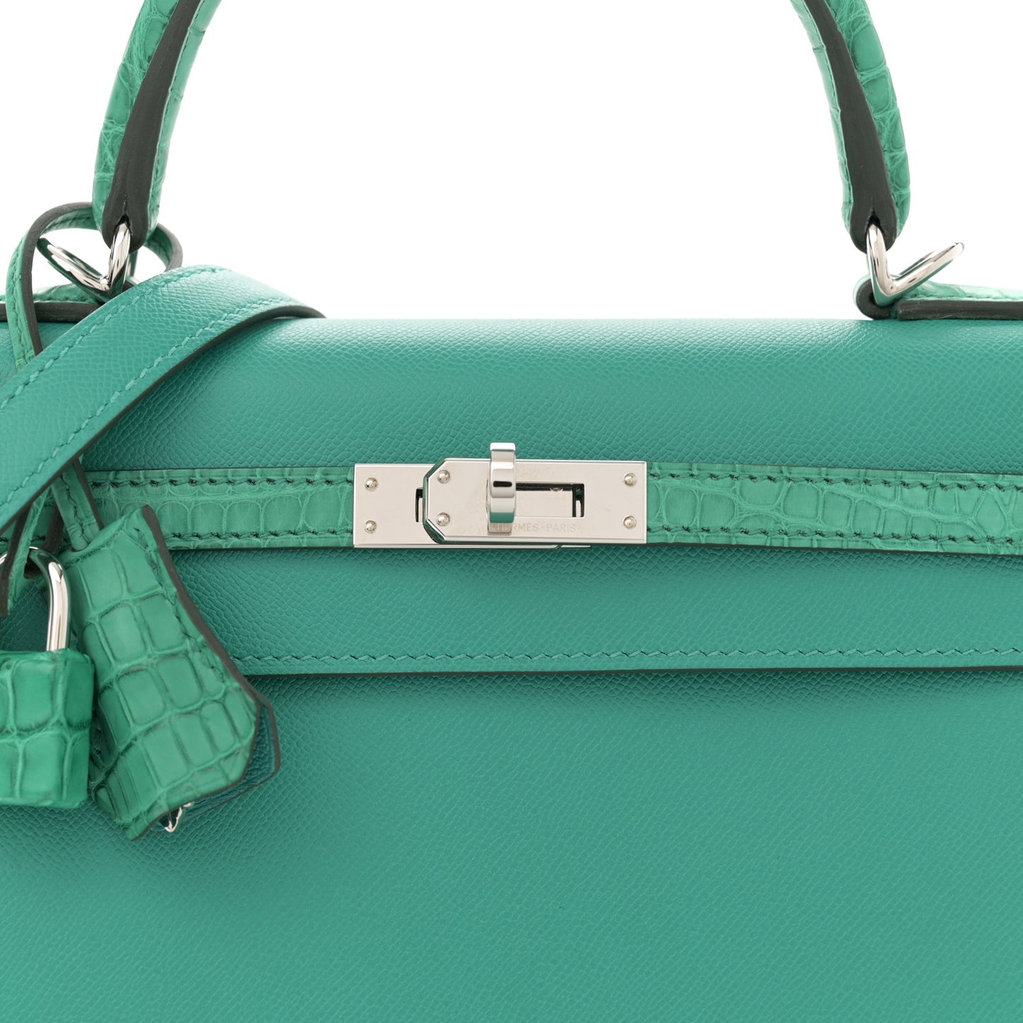 Madame Calfskin Matte Alligator Kelly Sellier Touch 25 Vert Verone Vert Jade