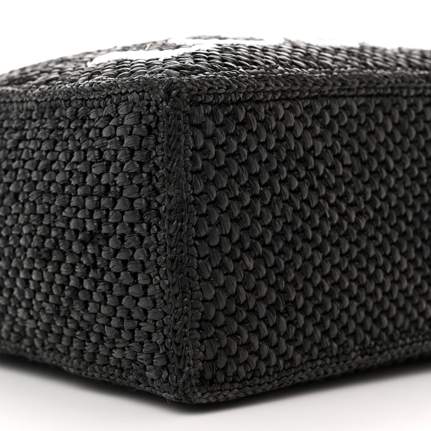 Raffia Small Paula's Ibiza Logo Tote Black White