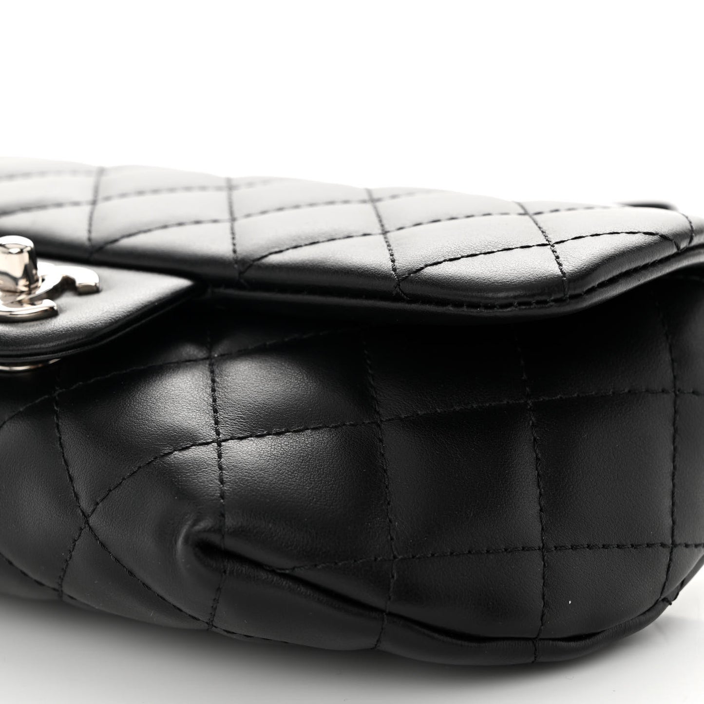 Calfskin Quilted CC Uniform Flap Belt Bag Black