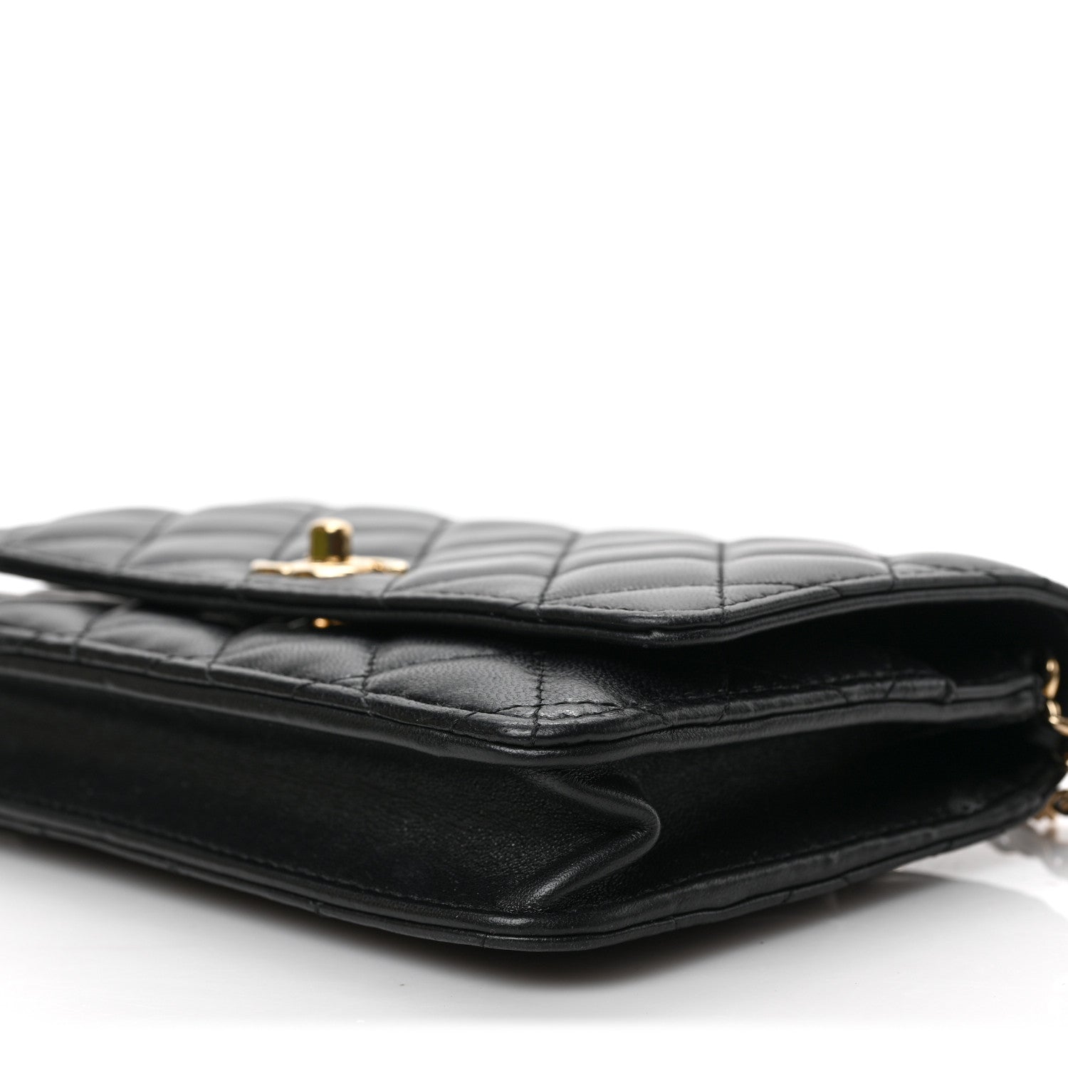 Chanel Lambskin Enamel Quilted Pearl Crush Wallet On Chain WOC Black 9 of 9