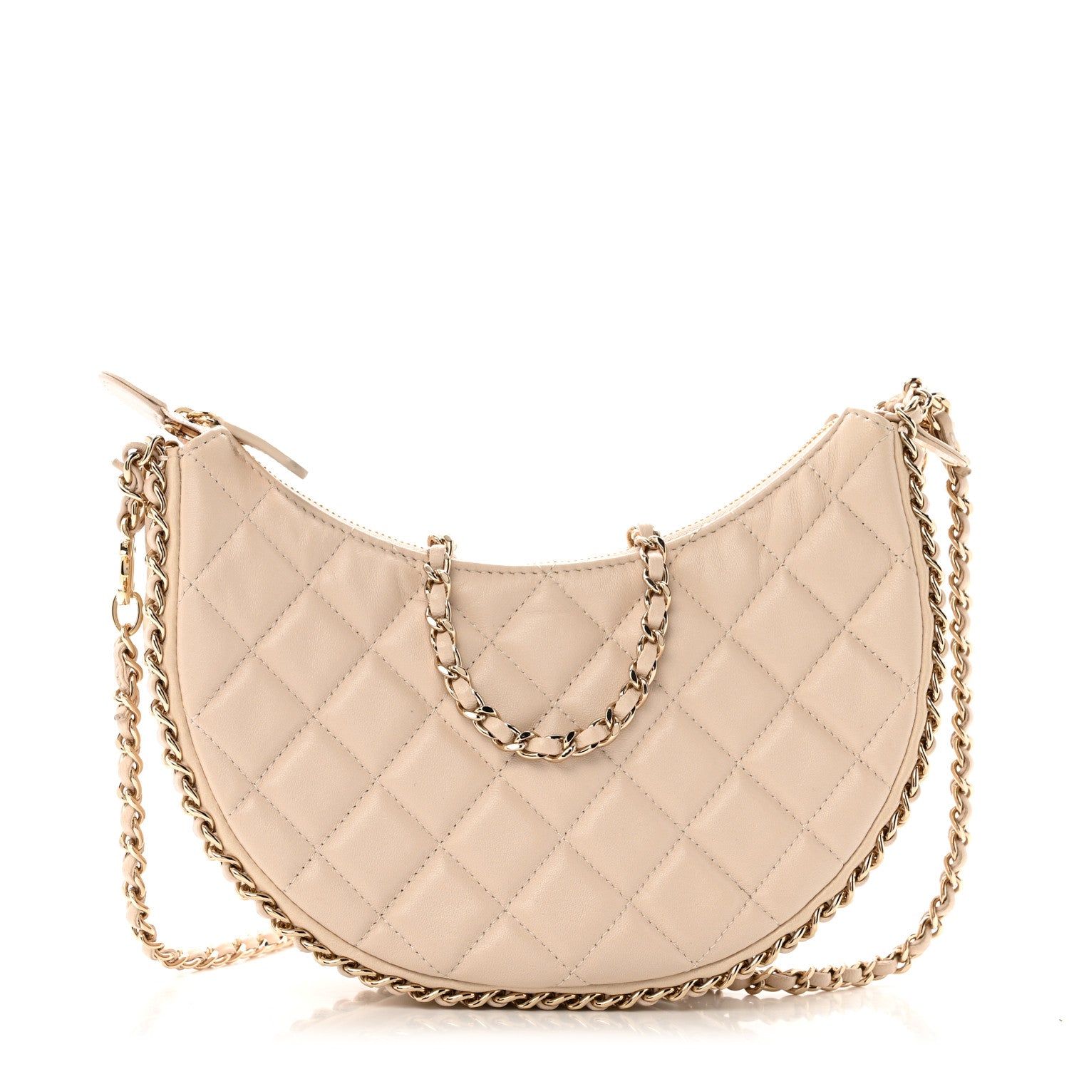 CHANEL ベージュ ノベルティ キルティングバッグ Chanel Lambskin Quilted Small Hobo Bag Light Beige 1848541