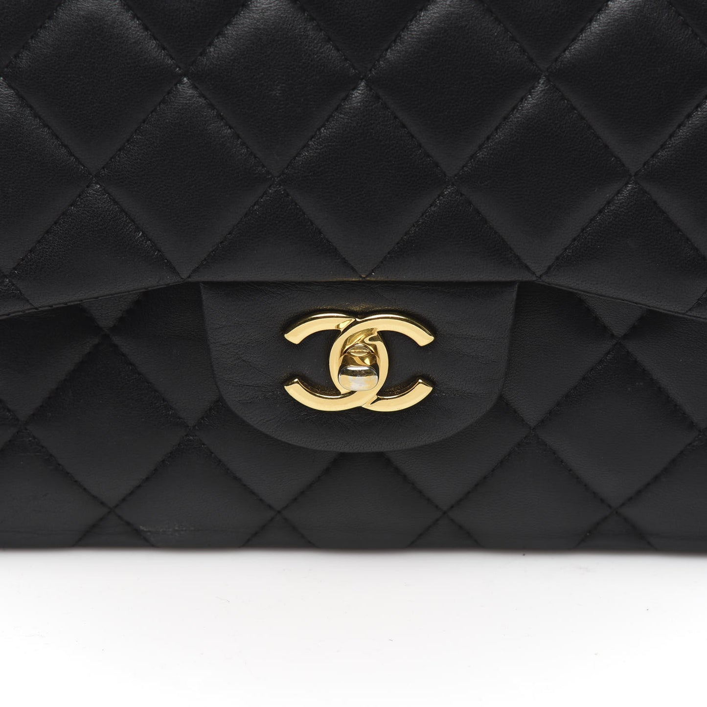 Lambskin Quilted Jumbo Double Flap Black