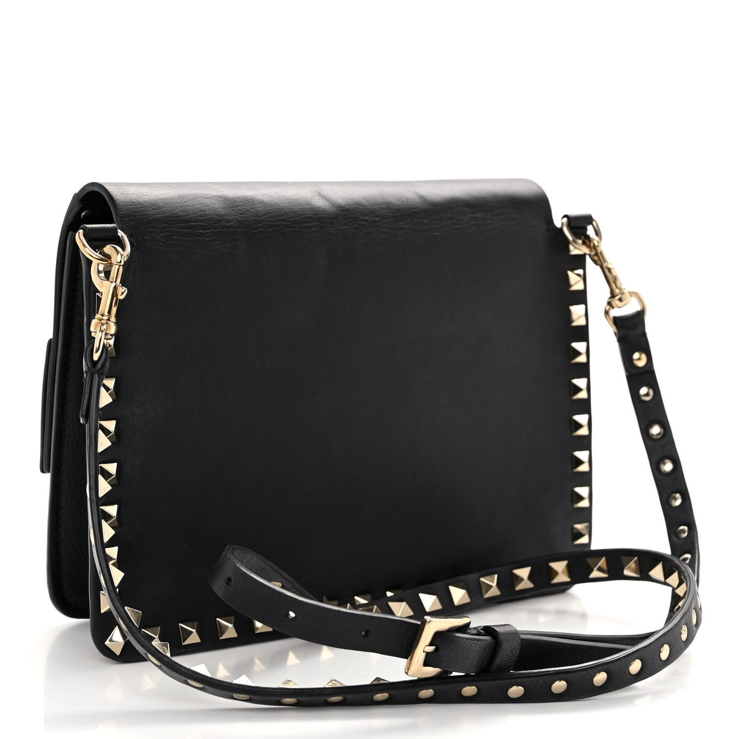 Vitello Rockstud Side Slip Crossbody Black