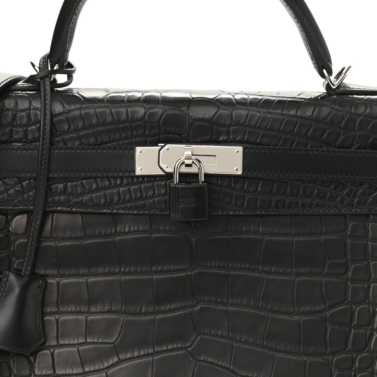 Matte Alligator Taurillon Clemence Box Kelly Retourne 32 Black