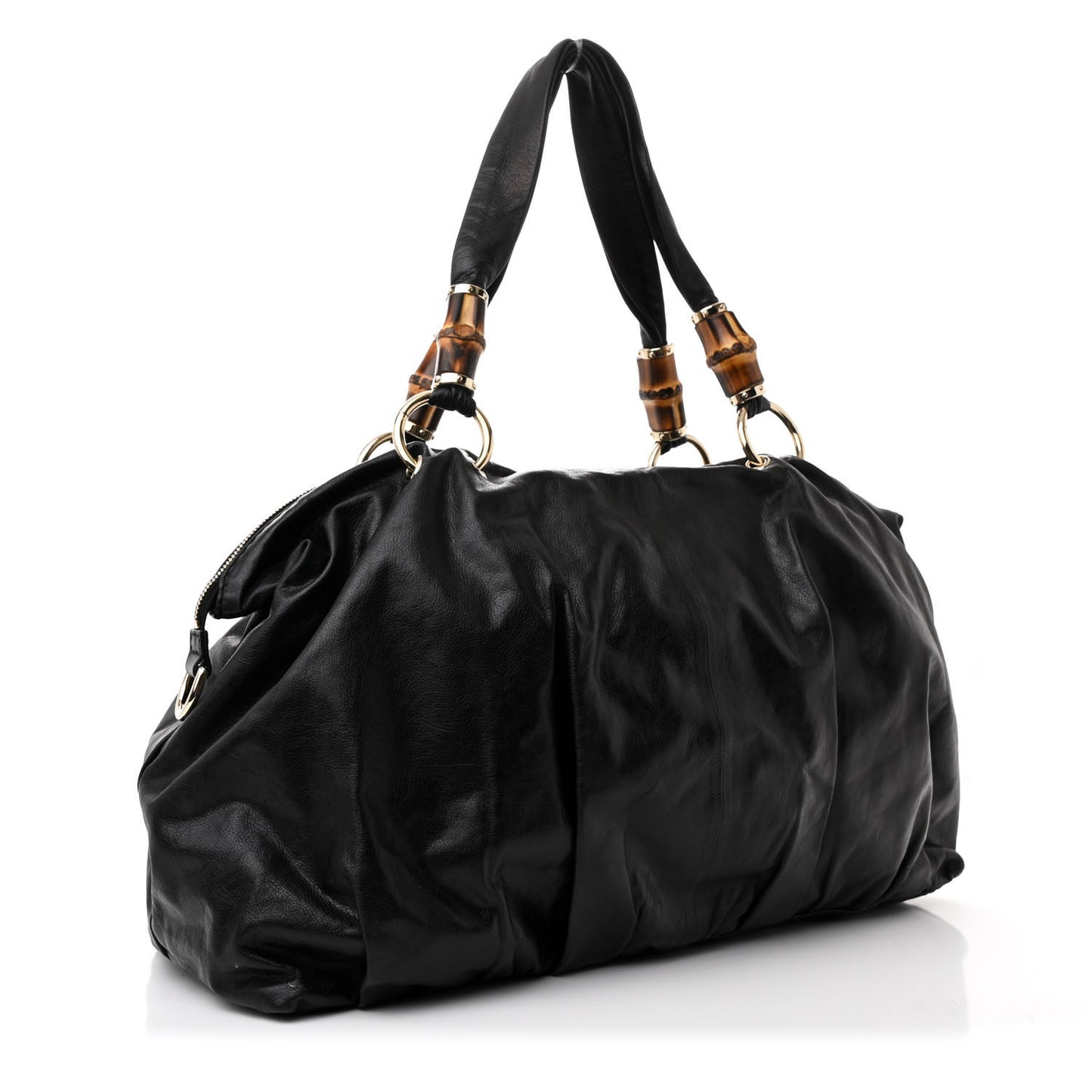Calfskin Bamboo Beads Top Handle Bag Black