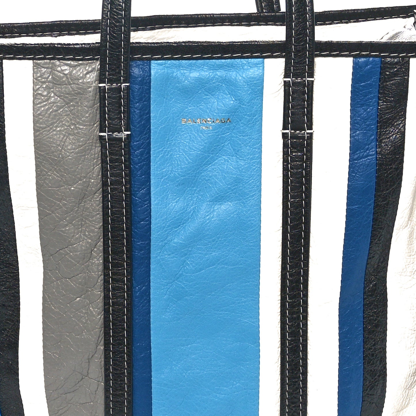 Veau Arena Multicolore Medium Bazar Shopper Tote Bleu Lazuli White