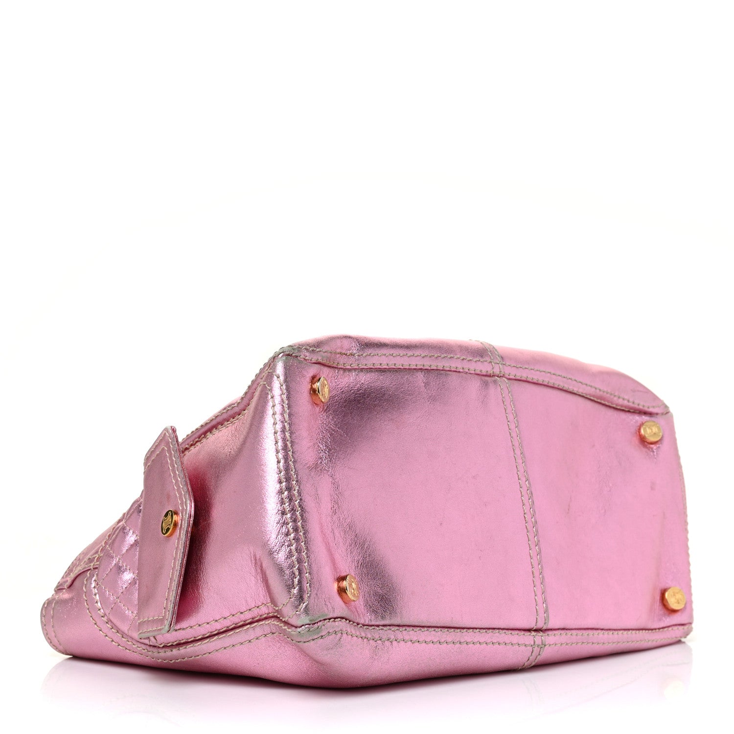 Celine Metallic Lambskin Quilted Boogie Satchel Pink 4 of 26
