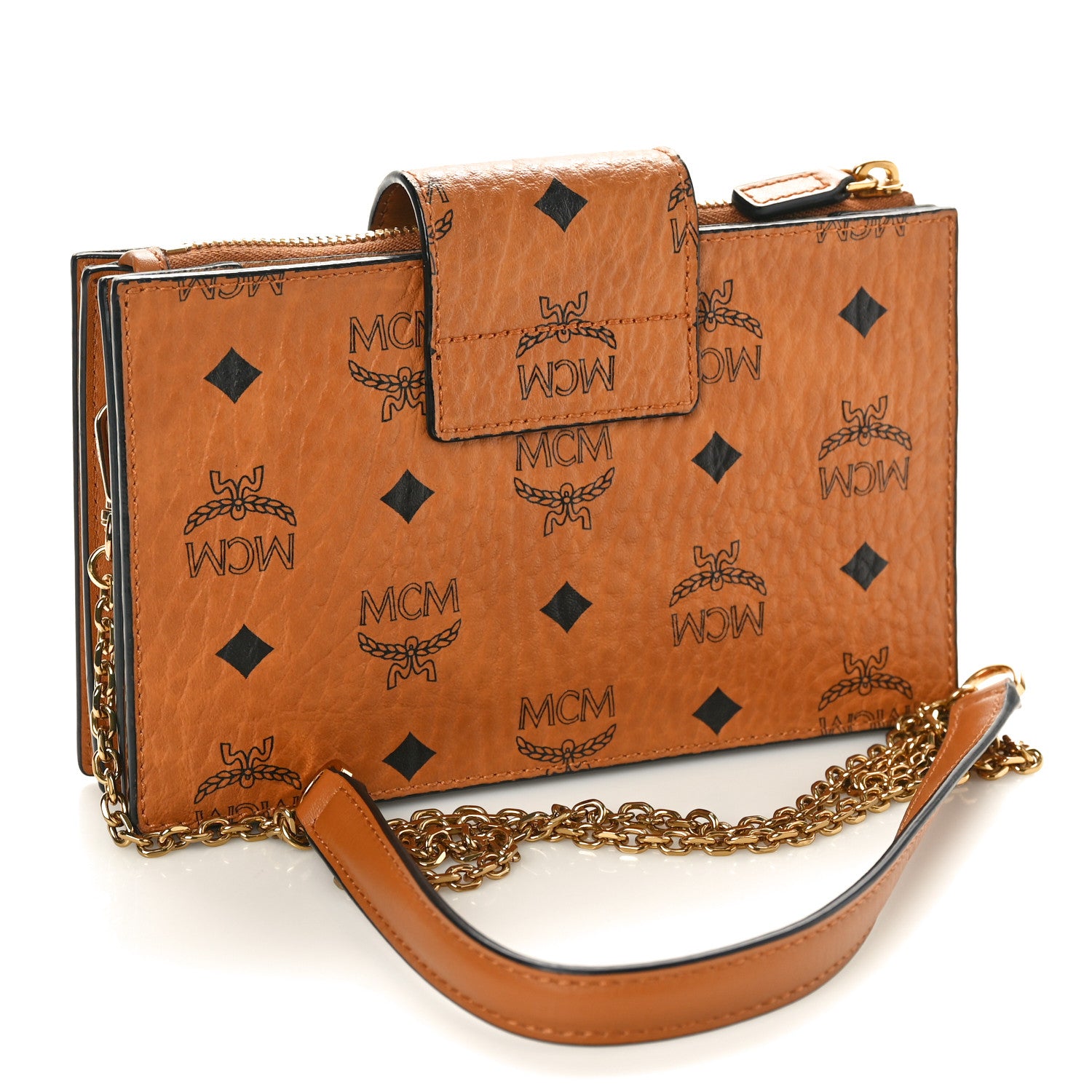 MCM Visetos Wallet on Chain Bag Cognac 3 of 9