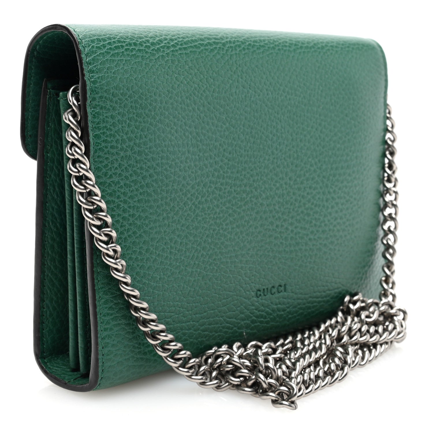 Gucci Calfskin Mini Dionysus Chain Wallet Emerald 2 of 8