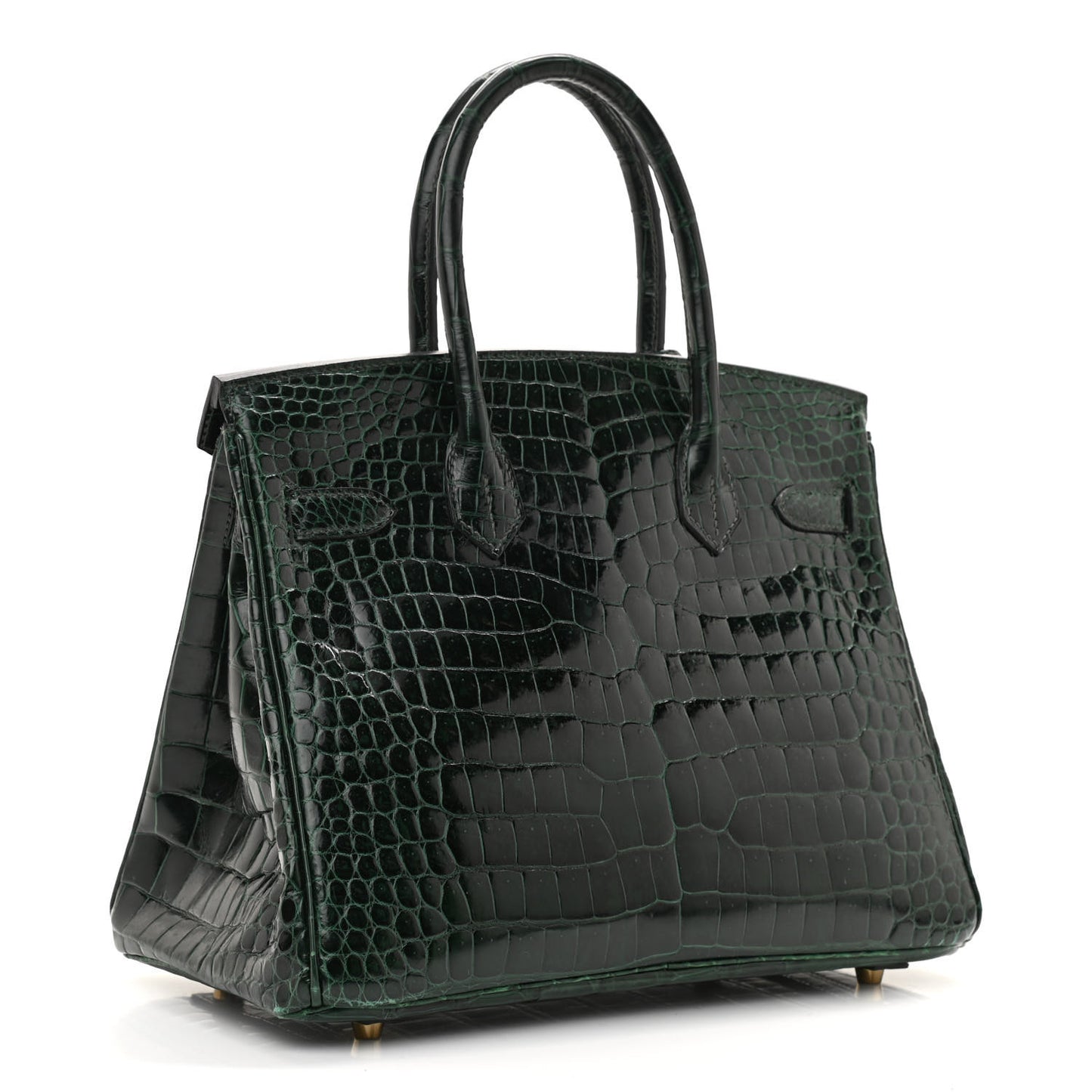 Shiny Porosus Crocodile Birkin 30 Vert Fonce
