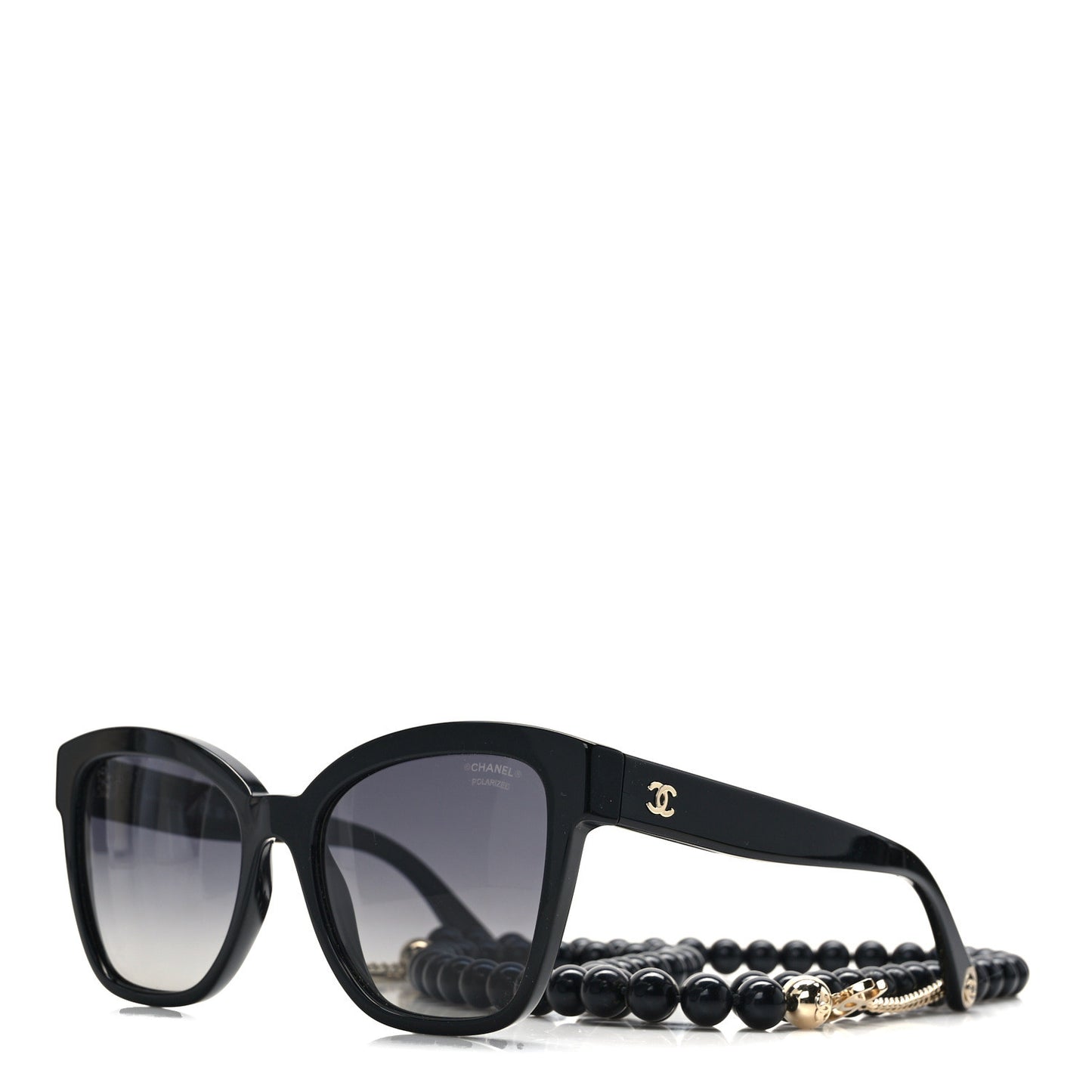 Acetate Chain Square Sunglasses 5487-A Black