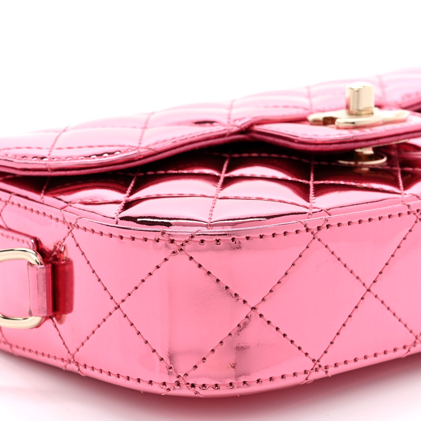 Mirror Calfskin Metallic Lambskin Quilted Hollywood Boulevard Mini Flap With Star Coin Purse Pink