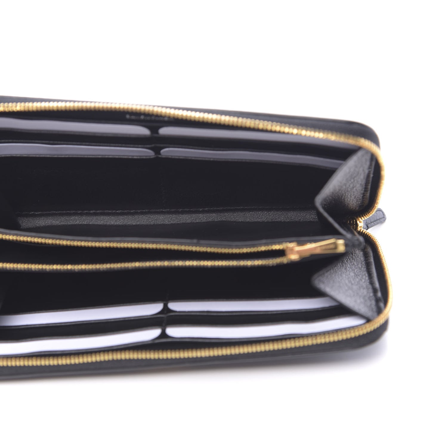 Grained Calfskin BB Continental Zip Around Wallet Black