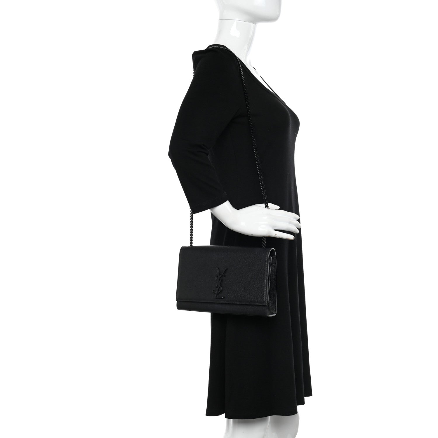 Saint Laurent Grain De Poudre Medium Classic Monogram Monochrome Kate Satchel Black 3 of 13