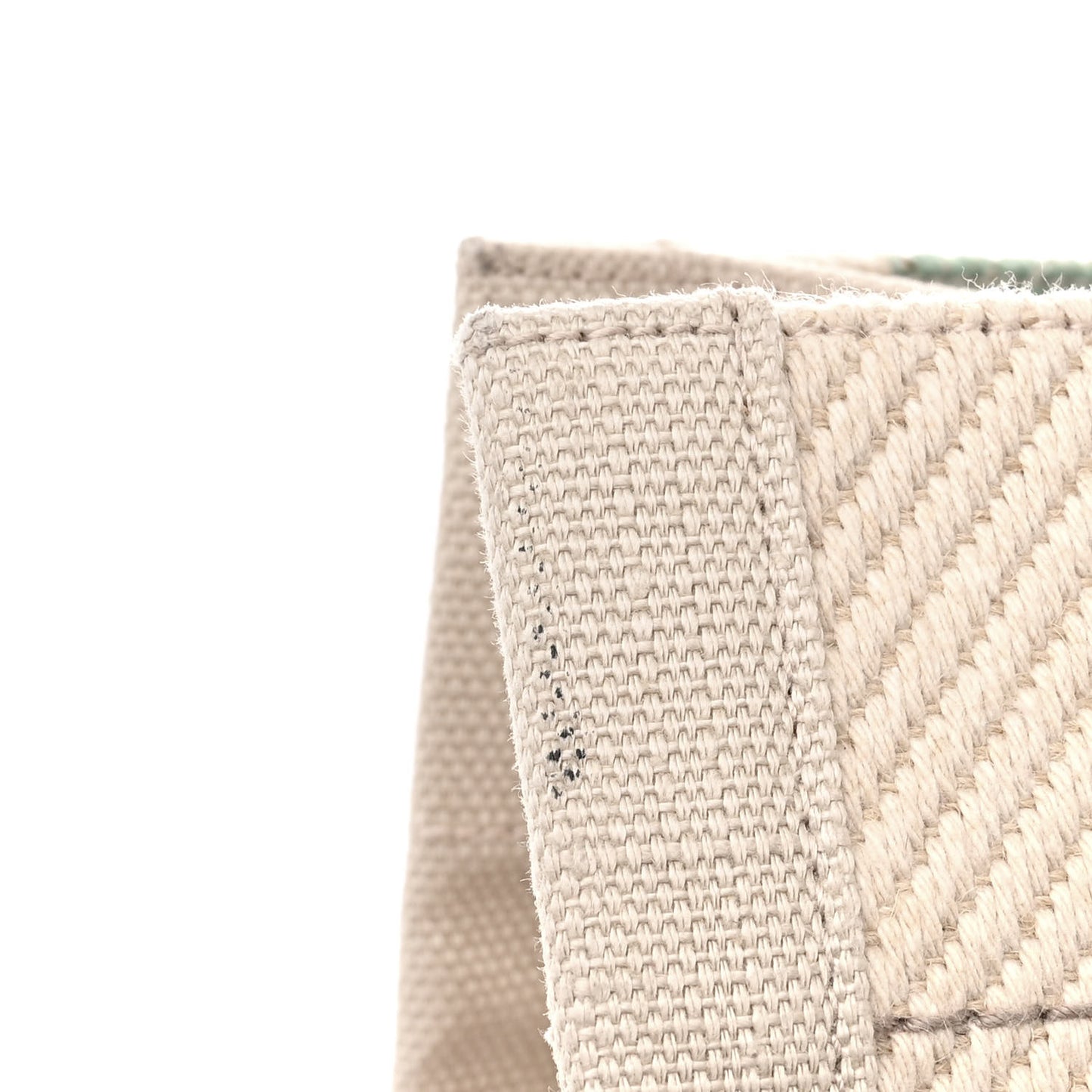 Cotton Linen Calfskin Striped Rive Gauche Tote Water Green