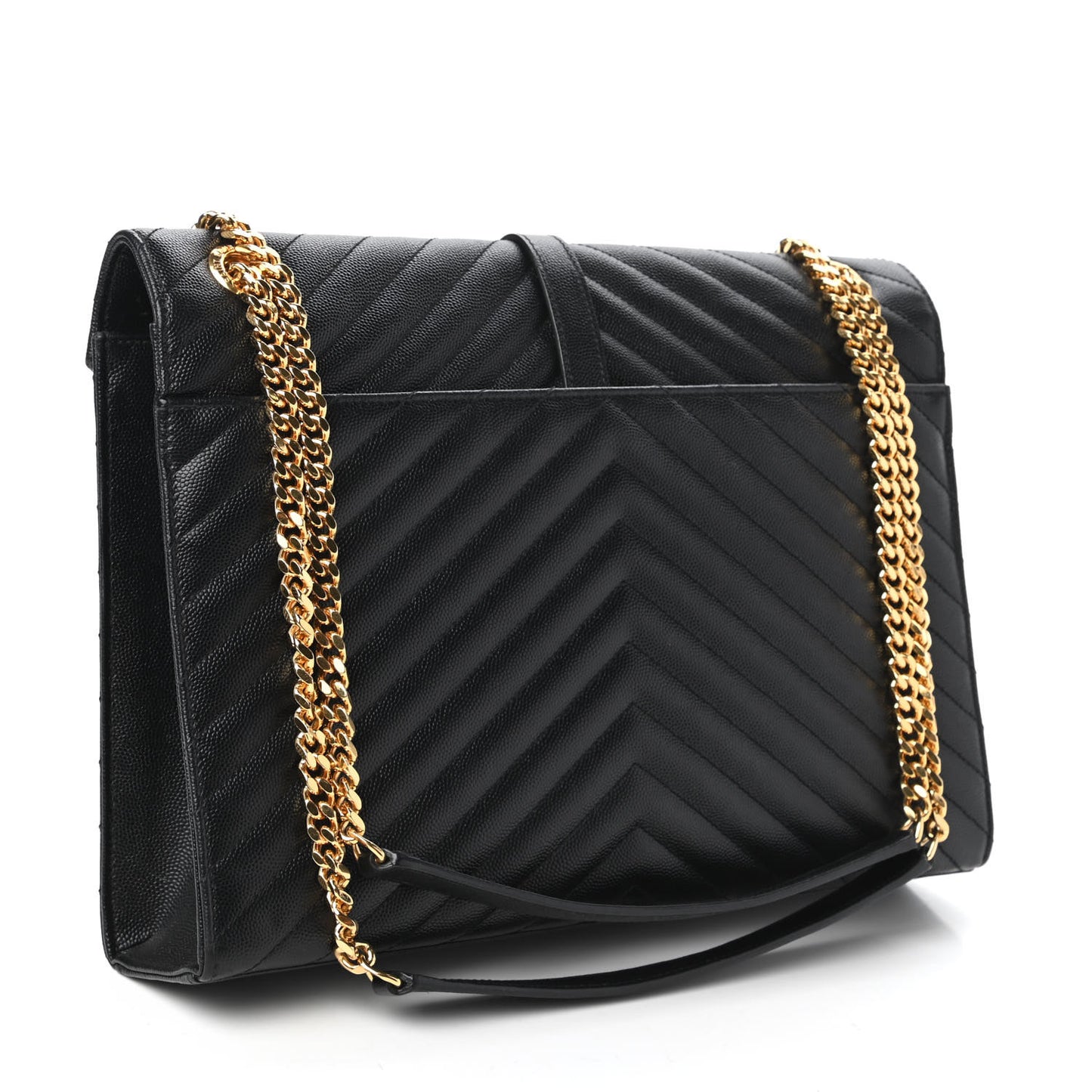 Grain De Poudre Matelasse Chevron Large Monogram Satchel Black