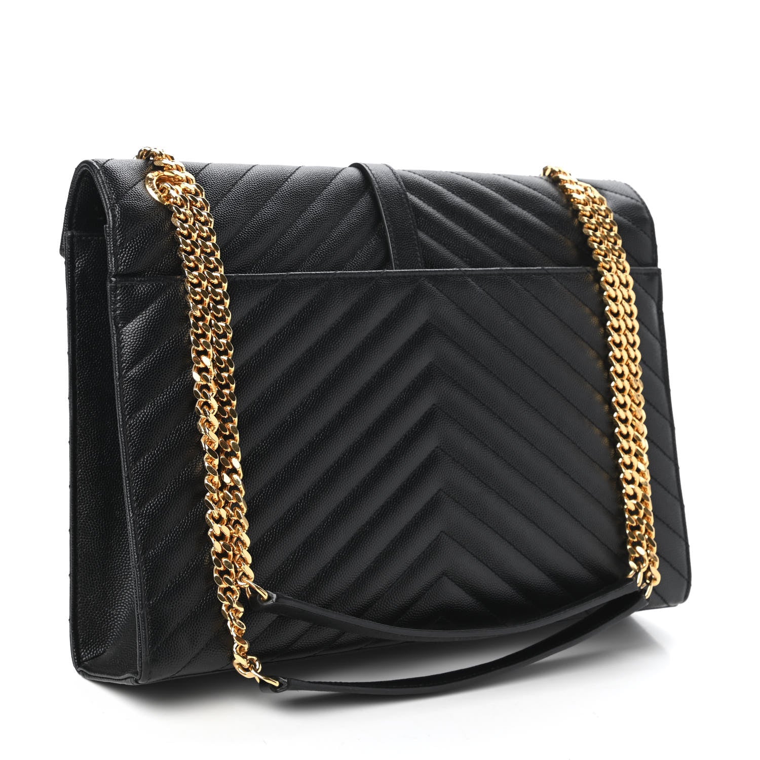 Saint Laurent Grain De Poudre Matelasse Chevron Large Monogram Satchel Black 3 of 11