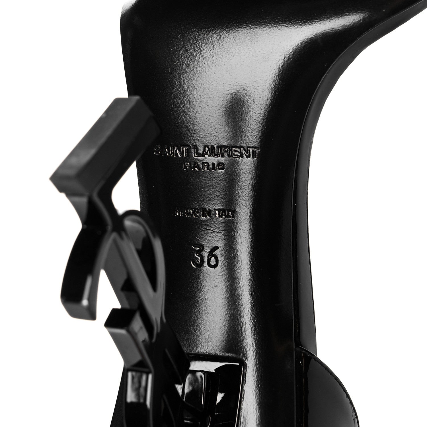 Saint Laurent Patent Calfskin Opyum 110 Sandals 36 Black 6 of 7