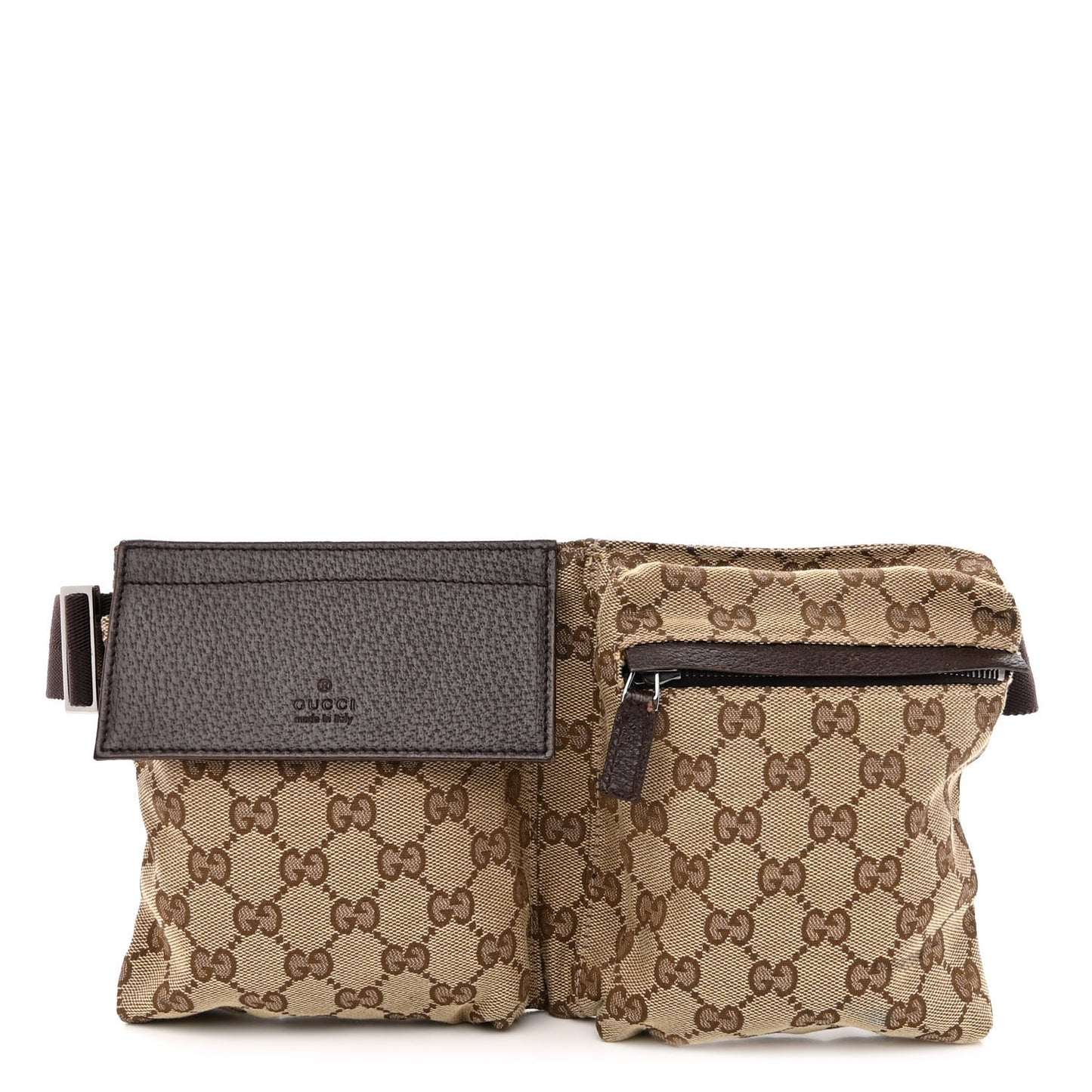 Monogram Double Pocket Belt Bag Dark Brown