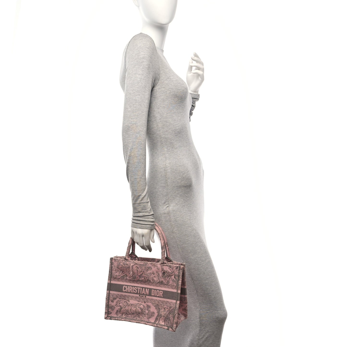 Canvas Embroidered Small Dioriviera Toile De Jouy Book Tote Pink