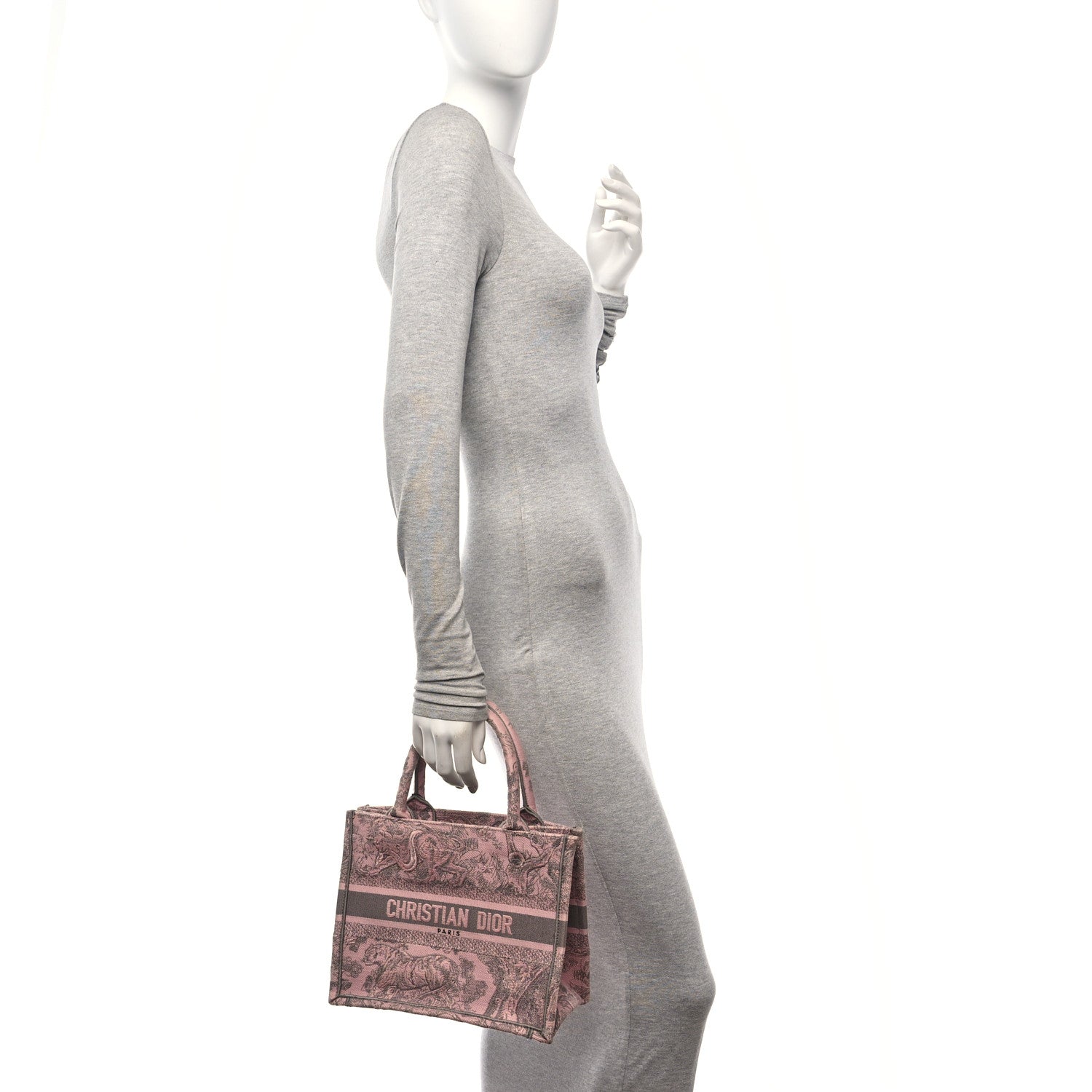 FASHIONPHILE Canvas Embroidered Small Dioriviera Toile De Jouy Book Tote Pink 2 of 10