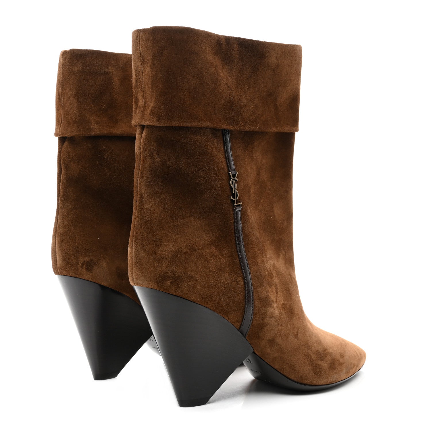Saint Laurent Suede Liz 85 Wedge Booties 39 Brown 4 of 9