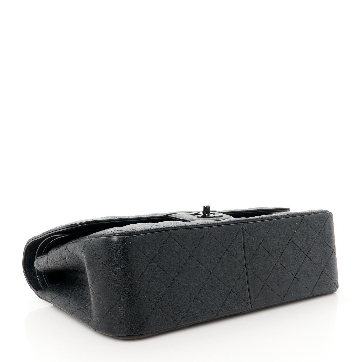 Crumpled Calfskin Quilted Jumbo Double Flap So Black