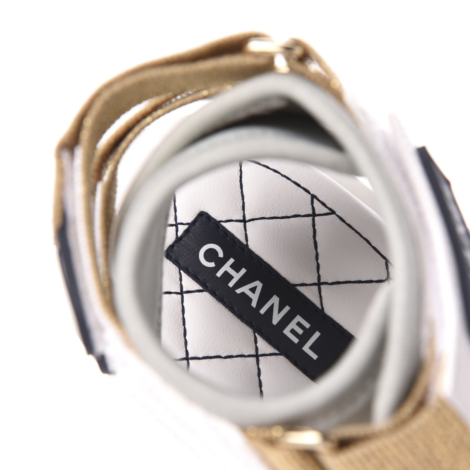 Chanel Goatskin Fabric Gladiator Sandals 39 White Light Grey Navy Blue 6 of 9