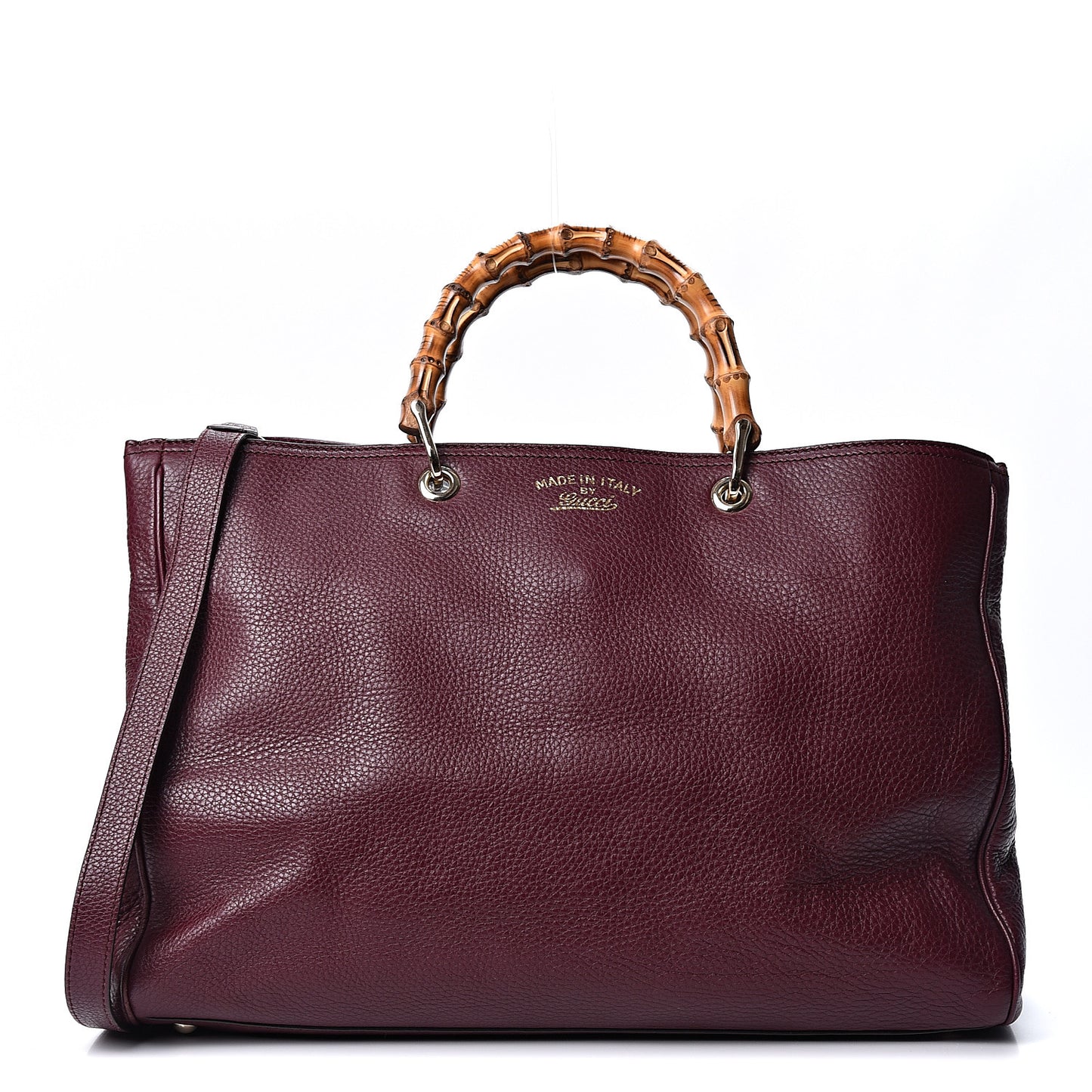 Calfskin Large Bamboo Shopper Tote Burgundy