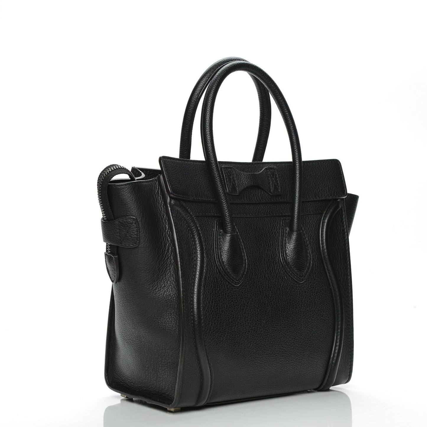 Drummed Calfskin Micro Luggage Black