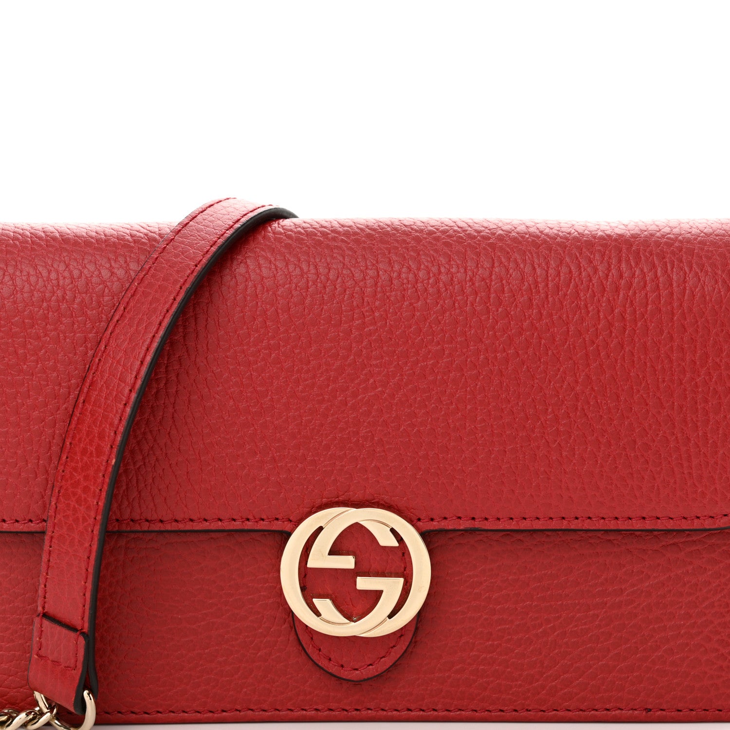 Gucci Dollar Calfskin Interlocking G Chain Wallet Red 8 of 12