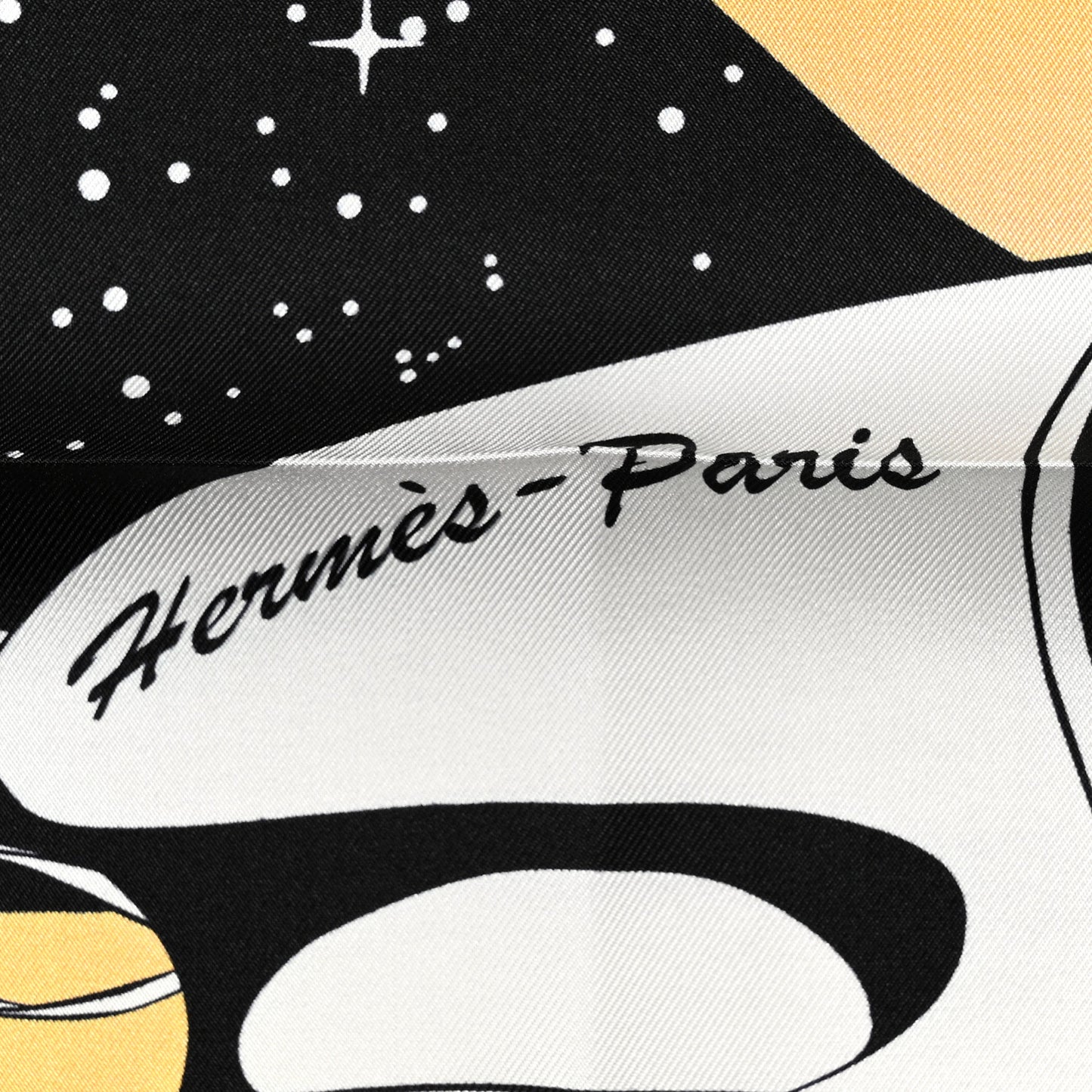 Silk Space Derby Scarf 90 Black White Gold